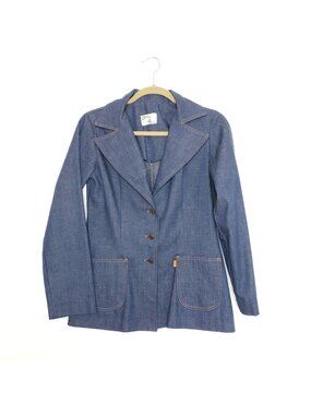 Vintage Levis Denim Blazer Orange Tag Big E 1960s Womens 6 Jean Jacket